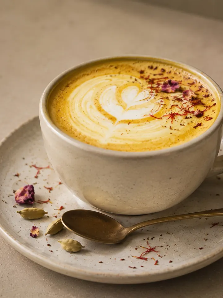 Saffron and cardamom latte